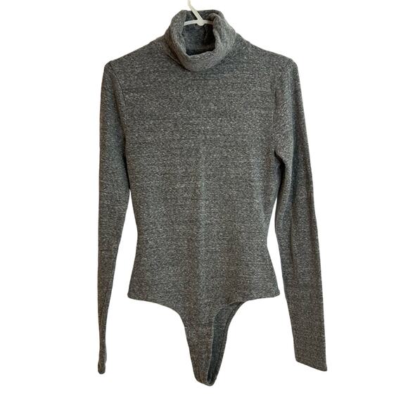 Madewell Turtleneck Thong Bodysuit Gray Women's Small - Picture 1 of 4